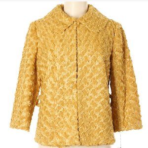 Insight Mustard Yellow Rosette Ruffle Jacket, size 8